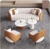 Conjunto Simples e Luxuoso de Sofá Individual e Mesa de Centro para Lazer, Recepção de Hotel, Escritório de Vendas, Mesa e Cadeiras de Reunião, Recepção de Salão de Beleza