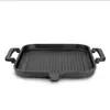 Frigideira quadrada de ferro fundido com duas alças, fundo plano, listrada, para grelhar bife e filés de peixe, utensílios de cozinha estilo ocidental