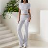 Conjunto de Moda Casual de Venta Caliente Transfronteriza de Amazon, Nuevo para Otoño e Invierno 2026, Conjunto de Dos Piezas Versátil de Color Sólido, Manga Corta y Pantalones Largos