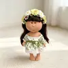 Roupas para Boneca Batata Mia Espanhola 30cm Vestido Floral Amarelo e Branco 20cm Substituição para Estilo Fresco de Verão