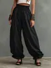 2026 Ropa Europea y Americana para Mujer Transfronteriza de Amazon, Pantalones de Verano Casuales Tipo Linterna con Dobladillo Fruncido, Pantalones Largos de Corte Holgado