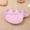 Vajilla Infantil de Paja de Trigo Pie de Oso Fruta Papas Fritas Separado Cuatro Colores Opcionales Plato de Cena de Dibujos Animados Plato Separado para Empanadillas