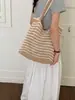 Bolso Tejido Rayado Transfronterizo para Mujer 2026 Primavera Nuevo Bolso Cubo de Hombro de Gran Capacidad Bolso de Playa Tejido Casual