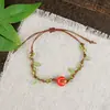 Pulsera de Cuerda Trenzada de Cerámica Fresca Estilo Viajero de Jingdezhen, Pulsera de Trébol de Cuatro Hojas, Joyería Artística Hecha a Mano, Venta al por Mayor para Atracciones Turísticas