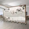 Biombo estilo chino para sala de estar y dormitorio, para bloquear la entrada, pared móvil y plegable, pintura de paisaje de oficina, biombo plegable estilo antiguo