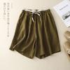 2026 Nuevos Shorts Retro de Bloques de Color con Cintura Elástica y Cordón para Mujer, Shorts Casuales de Pierna Ancha Adelgazantes de Longitud Media para Verano