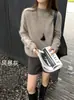 [Série Lã Fleece] Suéter de Lã Fleece Gola Alta Meio Gola de Seda e Caxemira para Mulheres, Suéter de Tricô de Lã de Espessura Média, Novo Estilo Outono/Inverno