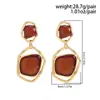 Pendientes Ovalados Geométricos de Resina de Color Contrastante Estilo Retro Ins Pendientes Colgantes de Moda de Gama Alta de Nicho Europeo y Americano Accesorios de Pendientes de Personalidad para Mujeres