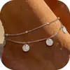 Aliexpress Transfronterizo Acero Inoxidable Hueso de Serpiente Clip de Papel Tobillera Moda Personalidad Simple Versátil Estilo Casual Joyería de Pie de Doble Capa