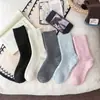 Meias de Lã Macia Cor Sólida Estilo Coreano Simples Estilo Ins Meias Largas Outono e Inverno Meias Grossas Quentes Femininas Meio da Panturrilha