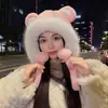 Sombrero de Orejas de Zorro y Bufanda Todo en Uno para Mujer Invierno Animal Peludo Más Bufanda Juego de Dos Piezas Casual y Versátil