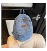 Mochila de Estilo Coreano de Gran Capacidad Estilo Perezoso para Estudiantes de Secundaria, Nueva Mochila Escolar de Mezclilla para Estudiantes Hombres y Mujeres, Mochila de Moda