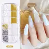 Accesorios para Uñas Pequeños Diamantes de Imitación Acrílicos Irregulares de Dorso Plano Cuentas Metálicas Lentejuelas Perlas de Nácar Diamantes de Imitación de Pan de Oro