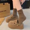 Pantuflas Peludas de Otoño para Mujer Pequeñas con Punta Cerrada, Piel Suave, Nuevo Medio Zapato, Plataforma Escarchada 2024 Suela Gruesa Aumento de Altura