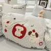 Juego de Ropa de Cama de Cuatro Piezas 100% Algodón Puro con Dibujos Animados Cepillado Otoño/Invierno Sábana de Toalla Engrosada Funda de Edredón Suministros para Dormitorio de Estudiantes