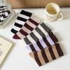 Calcetines para Mujer de Doble Aguja Rayados de Algodón Medias Otoño e Invierno Nuevos Estilo Coreano Combinan con Todo Calcetines para Apilar Suaves Cerosos sin Costuras Calcetines de Luna