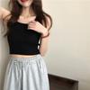 Prenda exterior sin mangas tejida tipo sling primavera para mujer, prenda interior corta al ombligo, chaleco delgado anti-exposición, top básico