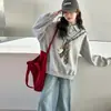 Conjunto de Moletom para Meninas Primavera e Outono 2026 Novo Estilo Coreano Top Falso de Duas Peças Jeans Infantil Roupa de Primavera para 12 Anos