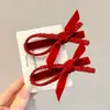 Diadema Rojo Festivo con Lazo para Niñas Pasador de Año Nuevo Infantil Pinza de Princesa Pasador para Flequillo Lateral Pasador