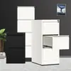 Gabinete de Archivo Metálico Negro Silencioso con Rieles Deslizantes, Caja de Tarjetas de Tres Cajones con Cerradura de Interbloqueo y Antivuelco, Gabinete de Cajones A4 Personalizable para Oficina