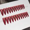 Uñas Postizas W007 Rojo Brillante Punta Larga Punta Puntiaguda Extendida Uñas Postizas Acabadas 24 Piezas Venta Directa de Fábrica Año Nuevo Dropshipping