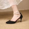 Sandalias de hebilla de una sola línea para mujer 2024, nuevos zapatos de novia de punta puntiaguda, tacones altos de aguja para dama de honor.
