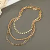 Moda Europea y Americana Cadena Básica Multicapa Cadena Hueso de Serpiente Cadena Retorcida Cadena Hueso de Serpiente Viento Multicapa Collar de Metal para Mujer