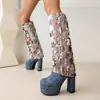 Tallas 35-43 Botas Altas de Invierno y Otoño para Mujer con Punta Redonda, Plataforma Impermeable, Tacones Ultraltos, Botas de Mujer Talla Grande, Tacón Grueso, Zapatos Cómodos para Mujer