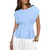 Camiseta de Verano 2026 Nuevo Estilo Diseño Irregular Cuello Redondo Manga Corta para Mujer Moda Casual y Versátil