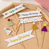 Feliz Cumpleaños Banner Colorido Decoración de Pastel de Cumpleaños para Niños Enchufe Estilo Coreano Estilo Ins Enchufe de Cumpleaños