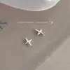 Brincos de Zircônia Versáteis, de Luxo Leve e de Alta Qualidade para Mulheres, Design Exclusivo de Nicho Ins, Brincos de Agulha de Prata Estrela de Quatro Pontos
