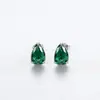 Brincos Lemi Tiktok Mais Vendidos Imitação de Pedra Verde Corte Flor de Gelo Formato de Gota, Brincos Brilhantes Modernos e Simples, Dropshipping para Transmissão ao Vivo