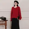 Conjunto de Roupa para Gestante 2026 Novo Outono e Inverno Design Estilo Coreano Roupas de Ano Novo Elegante Top Boneca Saia Versátil
