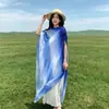 Novo Xale com Fivela Estilo Chinês para Mulheres, Lenço de Seda Colorido Gradiente Estilo Étnico com Proteção Solar, Versátil para Fotografia de Viagem, Lenço de Praia, Lenço