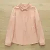 Camisa básica de manga larga para mujer, 100% algodón cepillado, diseño clásico con cuello, disponible en varios colores, una capa interior simple y versátil para el uso diario.