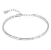 S2125 Pulsera Minimalista Coreana de Plata de Ley S925 de Alta Resistencia para Mujer, Diseño Abierto con Incrustación de Diamante