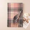 2026 Nuevo Llegada Bufanda de Cuadros de Cachemira Sintética con Borlas Otoño Invierno Calentador de Cuello Chal para Mujer Versátil