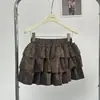 Falda Capas Elástica Estampado Leopardo Vintage Ruoxin para Mujer, Nueva Falda Corta con Volantes en Capas Otoño 2026