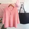 Nuevo Suéter de Punto Holgado con Cuello en V, Mangas de Trompeta, Aberturas Laterales, Terciopelo de Visón, Color Sólido, Corto para Mujer, Otoño e Invierno 2023
