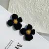Pendientes de aguja de plata s925 moda retro flor flocado pendientes de temperamento literario francés pendientes simples comodín al por mayor