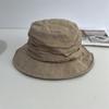 Sombrero de Pescador Plegado de Lino Estilo Yamamoto para Mujer Transpirable Sombrero Protector Solar Estilo Japonés Sombrilla de Ala Plana Transpirable Sombrero Pequeño de Copa Retro