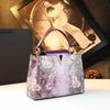 2026 Nuevo Bolso Cubo Exquisito de Moda, Bolso de Mano de Piel Genuina de Lujo Ligero con Estampado de Serpiente, Nuevo Bolso de Hombro Cruzado de Moda