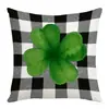 St. Capa de Almofada Curta de Pelúcia Xadrez Trevo da Sorte Dia de São Patrício 45x45cm Decoração de Sala de Estar Sofá Carro Em Estoque Atacado