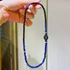 Pulseira de Design com Lápis Lazúli Natural e Ágata Negra de 4mm