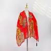 Nuevo Chal de Seda Estampado de Moda con Diseño Floral para Mujer, Bufanda Fina de Seda para Primavera y Otoño, Año Nuevo 2026