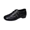 Nueva colección de principios de otoño de 2026: Zapatos Mary Jane con relieve de estampado de leopardo, cuero suave, punta poco profunda, hebilla de doble fila, estilo retro, zapatos de vestir, zapatos pequeños de cuero