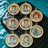 Novo Pingente Thangka Estilo Xizang Cinnabar Doze Signos Zodiacais Oito Divindades Guardiãs Pingente com Mantra de Seis Palavras Tridimensional em Relevo de Face Única