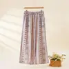 Venta al por mayor Envío directo Primavera Verano Algodón Lino Ropa de casa para mujer Cintura elástica Pierna ancha Pantalones cortos Casual Cómodo Pijama para el hogar