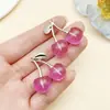 Acrílico Artificial Estéreo Blanco K Oro en Polvo Resina Fruta Cereza Colgante DIY Pulsera Collar Pendientes Accesorios de Joyería