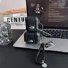 Capa para AirPods Pro Preta Fosca Resistente à Prova de Choque Capa Protetora de Silicone com Cordão Trançado Chaveiro